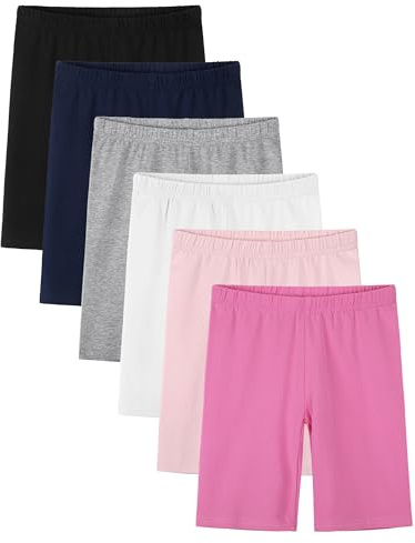 YERIOK 6 Pack Girls Bike Shorts Cotton Biker Shorts Cartwheel Clothes for Kids Under Dress Dance Multi-Color Set A 4T