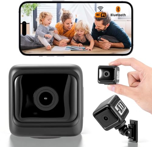 Camera Espion, 1080P Mini Caméra de Surveillance WiFi 2.4G Intérieur/Extérieur, Autonomie de 8 heures, Vision Nocturne 130° Grand Angle, Détection de Mouvement AI, Mic 38 dB, Mini Caméra de Sécurité