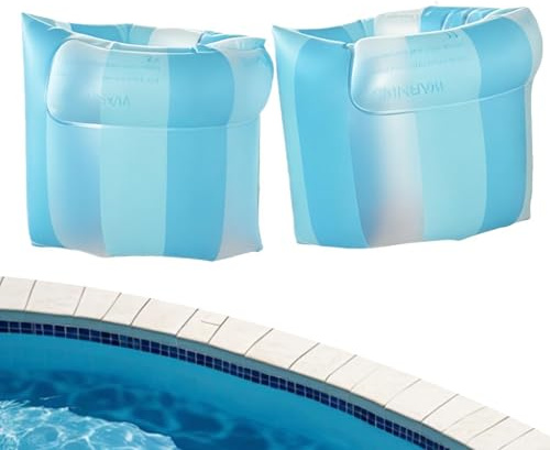 Flotteurs De Bras pour Piscine - 1 Paire Manchons Flotteurs Piscine À Rayures - Anneaux de Natation pour Bras | pour Garçons Et Filles Vacances Parc Aquatique Rivière Lac Plage Jardin