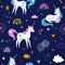 MAGAM-Stoffe Einhorn Nima Jersey Stoff Kinderstoff Oeko-Tex Meterware 50cm (Dunkelblau)