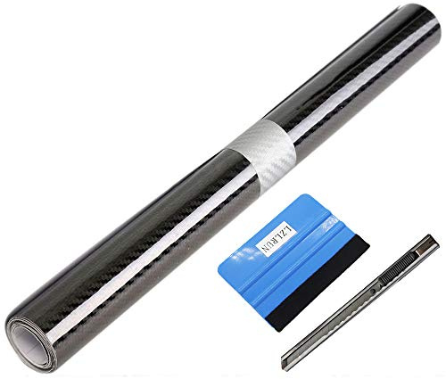 NewL Rouleau de Film Vinyle en Fibre de Carbone 5D - Convient pour Une Utilisation Automobile - avec Couteau et Une Petite raclette - 30 x 150cm