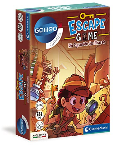 Clementoni Escape Game - Die Pyramide des Pharao - Gesellschaftsspiel zum Knobeln & Rätseln inkl. Hinweiskarten und Requisiten - Familienspiel ab 8 Jahren 59230