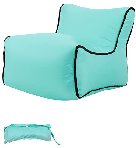 Nchdewui Aufblasbarer Kinderstuhl, Travel Portable Pocket Seat Aufblasbarer Stuhl Sofa Lounger Sitz geeignet für Camping, Gaming, Outdoor, Indoor (Grüner See)