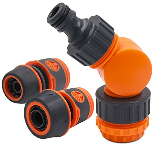 GZLFH Raccord de robinet coudé 3 en 1 pivotant 1/2, 3/4, 1 avec 2 raccords de tuyau 1/2 3/4 pour robinet de jardin, pistolet pulvérisateur, coude, raccord de tuyau
