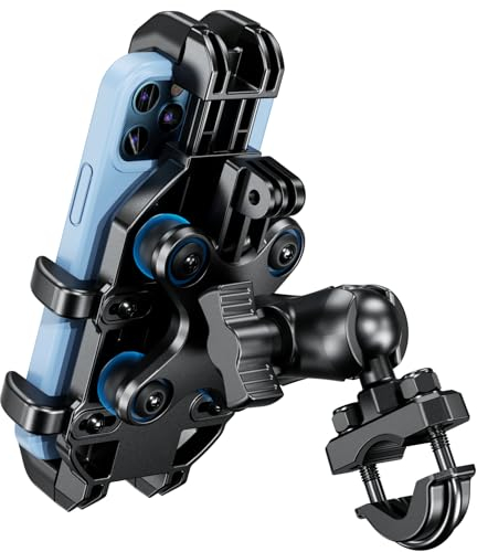 BRCOVAN Motorrad Handyhalterung mit Vibrationsdämpfer, Anti-Shake Handy Motorradhalterung, Verstellbar Lenker Handyhalter für Motorrad, Fahrrad, Roller, ATV, für 5,4 Zoll - 7,2 Zoll Smartphones