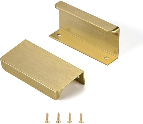 Ndjiloik Tiradores de puerta ocultos para muebles, 10 unidades, de aluminio, para armario, puerta, cajón, dorado, longitud total 80 mm