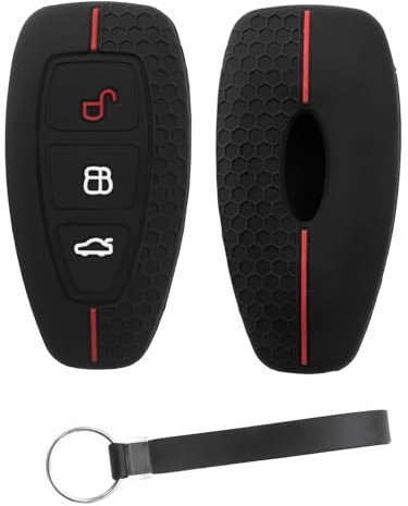 Silikon Autoschlüssel Hülle Kompatibel mit Ford 3-Tasten Autoschlüssel (nur Keyless Go) - Hohe Qualität Schutzhülle Silikon Cover Schlüsselhülle,Schwarz