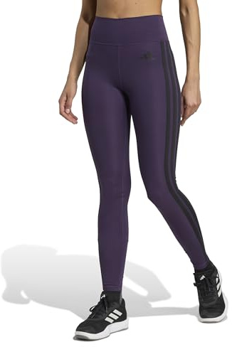 adidas Mujer Optime Essentials 3 Stripes 7/8 Leggings, aurora plum/black, S