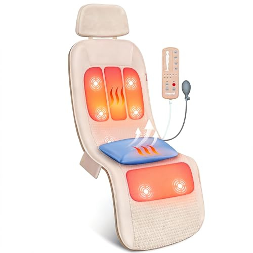 Heycool Full Body Massage Mat with Heat, Vibration Back Massager, Massage Chair Pad, 10 Vibration Motors, 2 Heating Levels, Removable Lumbar Traction & Relaxation, Foldable, Gifts
