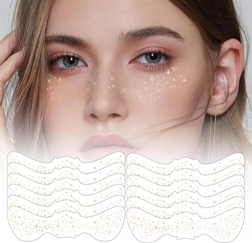 24 Tatuajes Faciales | Tatuajes Temporales | Tatuajes De Pecas Brillantes | Lámina Dorada Para Tatuajes | Pegatinas De Tatuaje Brillante | he-nna Tatuajes | he-nna Pecas Para Conciertos, Festival