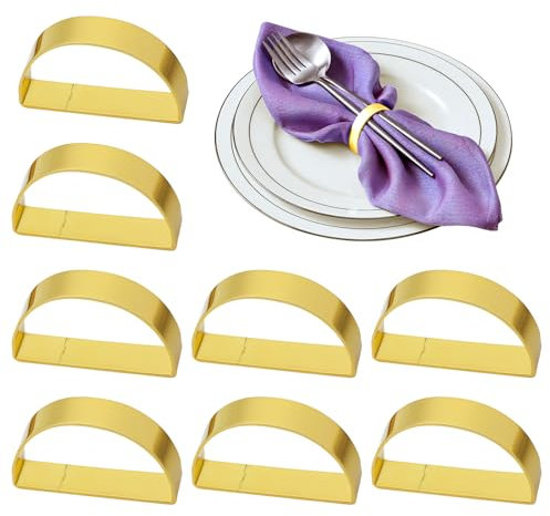 8 Stück Serviettenringe,Serviettenringe Gold,Ring Servietten Rings,Serviettenschnallen für Hochzeiten, Weihnachten, Thanksgiving und Festliche Anlässe, Robust und Vielseitig Einsetzbar