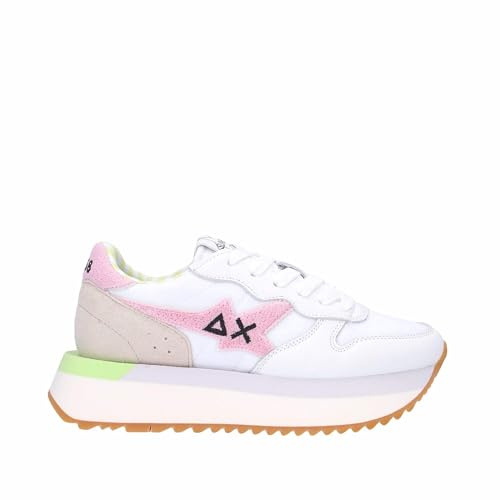 SUN68 Z35215 Sneakers Con Lacci In Tessuto/camoscio Da Donna BIANCO/ROSA 38