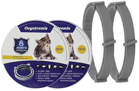 2 Pack Cat Collar, Natural Essential Oils, Waterproof & Adjustable, 39cm, 16-Month Protection for Cats Over 7 Weeks (39cm)