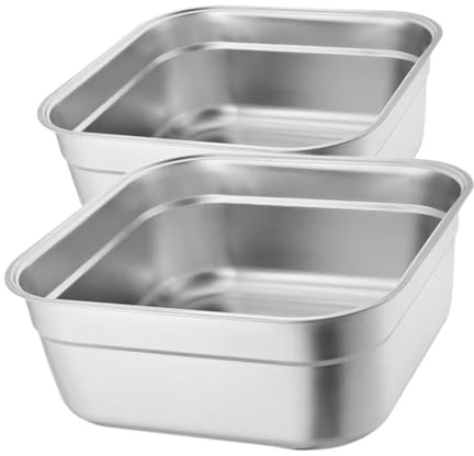 Gatuida 2piezas Palangana Cuadrada De Acero Inoxidable Cuencos Metálicos Para Fregadero Resistente y Espaciosa Para Lavar Verduras y Utensilios De Cocina Diseño Moderno y Ahorrador De Espa