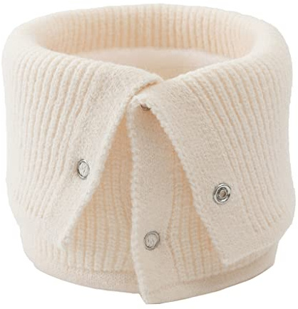 Écharpe cache-cou avec fermeture à bouton - Écharpe tricotée pour femme - En laine - Cache-cou décoratif - Chaud pour l'hiver - Pour enfants, beige, Taille unique