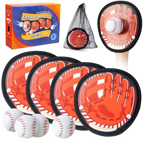 Vastoy Toss and Catch Ball Set with 4 Sticky Paddles & Balls, Quick-Dry Beach Toss Toy, Sticky Paddles with Adjustable Strap for Kids Adults, Play Catch Game for Family in Pool, Carry Bag Included