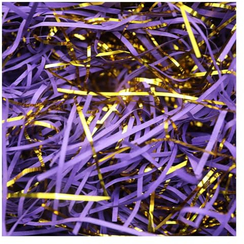 Strimlat silkespapper, 2-färgsfyllningsmaterial Presentband med guldtrådar strimlat papper(Purple,1000 g)