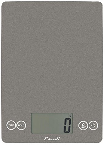 Escali Arti Glass Food Scale Digital Countertop Kitchen, Baking and Cooking Scale with Nutrition and Calorie Counter, 15-Pound Capacity, 9 x 6.5 x .75, Gray Storm