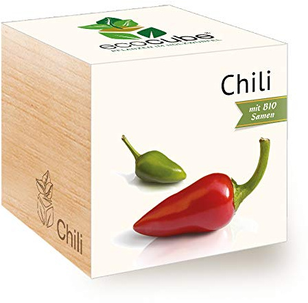 Feel Green 296237 Ecocube Chili odlingsset i träkub