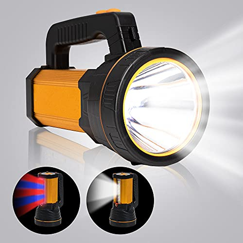 MAYTHANK Extrem helle Taschenlampe Led USB C Aufladbar mit Ladekabel, Groß Starke Handscheinwerfer Gross Batterie 10000mah,Handlampe 10000 Lumen Akku Flashlight Super helle,mit Griff Tragegurt