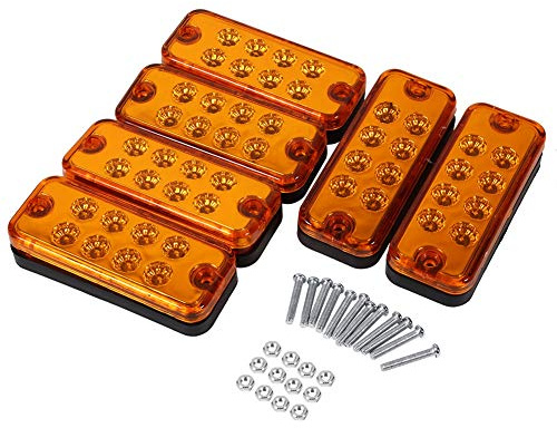 LED Side Marker Lamp Light Kit,6pcs 8 LED Clearance Side Marker Light Indicator Lamp Truck Trailer Lorry (Yellow)