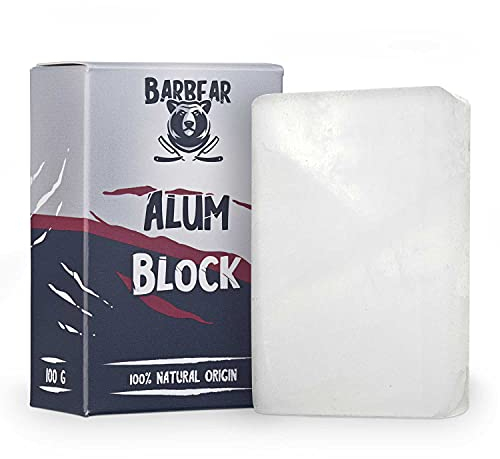 Barbear | Alaunstein | 100g Jumbo Size |100% Natur | geruchsneutrales After Shave | Deodorant-Alternative | handgeschliffener Stein | beruhigt die Haut (100 g (1er Pack), Natur)