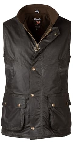 Rydale Men's Fleece Lined Wax Waistcoat Waxed Gilet Sleeveless Jacket Olive (UK, Alpha, 3XL, Regular, Regular, Olive)