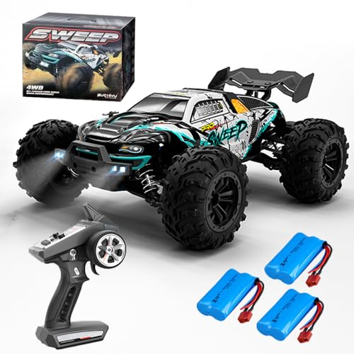 X-Verse 16101PRO 70KM/H Ferngesteuertes Auto Bürstenloser, 1:16 RC Auto Hohe Geländewagen Offroad Rennauto, 4WD Wasserdichtes RC Truggy RC Truck für Erwachsene, 3 Batterien