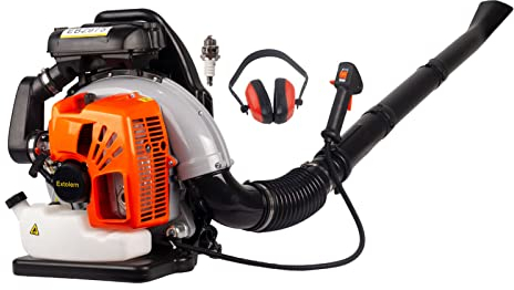 Extolern - Soplador de aire (65 cc, alto rendimiento, soplador de gasolina refrigerado por aire, 2 tiempos, 840CFM 3.8 HP, soplador de paletas, soplador de nieve