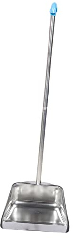 Didiseaon Stainless Steel Dustpan Long Handle Upright Cleaning Garbage Bucket Stainless Steel Dustpan for Home Use