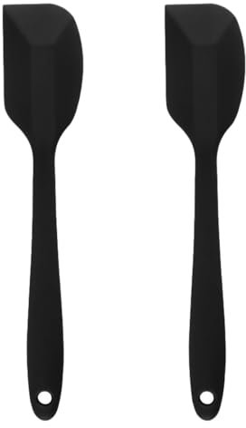SGERUFZ 2 Pcs Silikon Spatel Hitzebeständiger Teigschaber für Kochen Backen und Rühren Spülmaschinenfest und Leicht zu Reinigen Schwarz