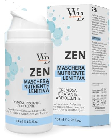 WELLBEAUTY Zen Maschera Viso Uomo Donna Nutriente Lenitiva - Idratante, Addolcente per Pelli Secche e Sensibili - Con Aloe Vera, Burro di Karité e Jojoba Bio Dermo Testata 100ml
