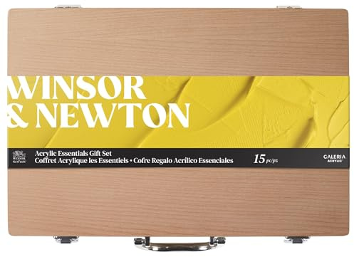 Winsor & Newton 2190614 Vernice Acrilica Galeria, Valigetta di legno 8x60ml - “Kit acrilico essenziale”