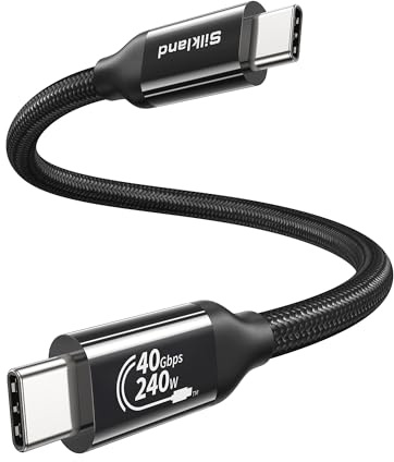 Silkland 40Gbps USB4 per Cavo Thunderbolt 4 0.3M, 8K/Dual 4K, Ricarica Rapida 240W, Compatibile con Thunderbolt 5, MacBook M4 Pro, SSD, Dock, USB-C