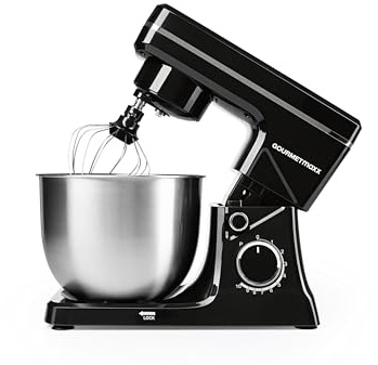 GOURMETmaxx 3in1- Küchenmaschine & Rührgerät | Mischen/Kneten & Rühren dank Rührschüssel und Aufsätze | 5-tlg. leistungsstarker Mixer mit Schneebesen und mehr | Elektrische Knetmaschine [1500 W]