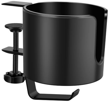 Azull Portavasos de Escritorio Universal Ajustable con Brazo de Sujeci¨®n Antideslizante, con Clip para de CAF¨¦ y Gancho, Color Negro.