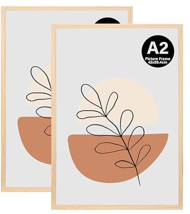 KAIWIN A2-Bilderrahmen, 2 Stück, Eichenholz-Bilderrahmen, A2-Posterrahmen (59,4 x 42 cm), Holz-Bilderrahmen für Fotos, Bilder, Poster, Puzzles