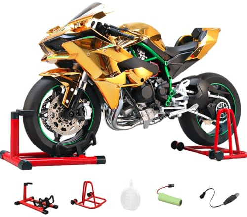 Kit de modelo de motocicleta 1: 6 – Motocicleta fundida a presión de aleación con características de sonido y luz realistas, efectos interactivos, regalo para entusiastas del motor y adolescentes