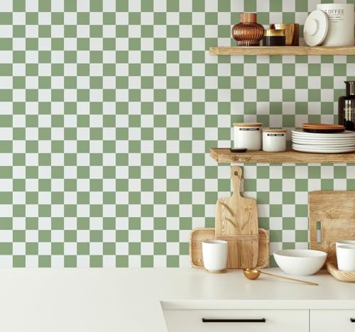 Yomshi självhäftande film möbler blå boho rutig väggtapet 44 x 1 000 cm geometrisk tapet möbelfolie självhäftande för köksskåp sovrum vardagsrum förtjockad struktur lätt att rengöra