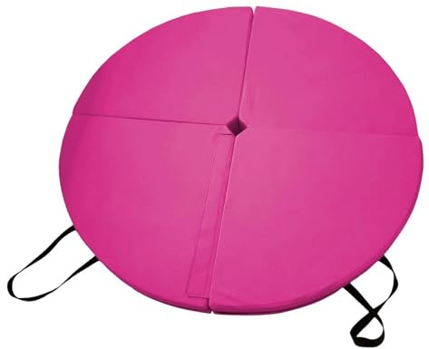 Colchoneta de Seguridad para Pole Dance Esterilla de Yoga Redonda Plegable for Pole Dance, cojín for Suelo Baile, Pilates, for Gimnasio en casa, Entrenamiento físico Interiores(Rose Red)