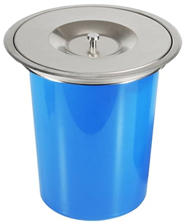 HXYONGN Stainless Steel 5L Built in Trash Can with Lid Space Saving Round Kitchen Waste Bin Integrated Plastic Garbage Container for Home Café Office Silver (Silver 8L)
