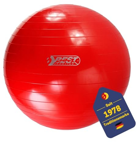 BEST SPORTING Unisex – Erwachsene Gymnastikball I Trainingsball 65cm, 75cm oder 85cm I Für Therapie- und Rehabilitationseinheiten I Belastung bis 250kg I Pilates Ball I Fitnessball für zu Hause
