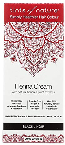 Tints of Nature Black Semi-Permanent Henna Cream Hair Colour, Ammonia-Free and 95% Natural, 70ml