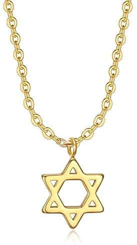 BOBIJOO Jewelry - Petit Pendentif Collier Femme Etoile de David Acier + Chaîne - Acier doré