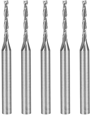 sourcingmap 5PCS 1/8 Shank 1.5mm x 12mm Carbide End Mill CNC Router Bits 2 Flute Milling Bit for Acrylic PVC MDF Wood
