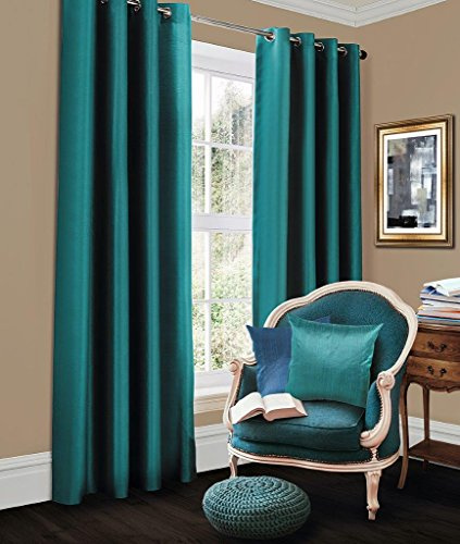 EHD Blackout Thermal Curtains Eyelet Top Ring Top Luxury Blackout Curtain Pairs (Teal, 90 x 90)