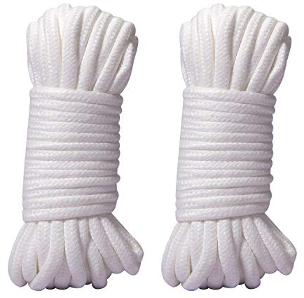 2Pcs 10 M / 33 Pies 8 MM Cuerda multiuso Cordón de cuerda de algodón suave Cordón retorcido de algodón grueso