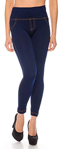 Kendindza Leggings térmicos para Mujer Jeans-Look Forrado con Interior de Polar básico Opaco donnaci