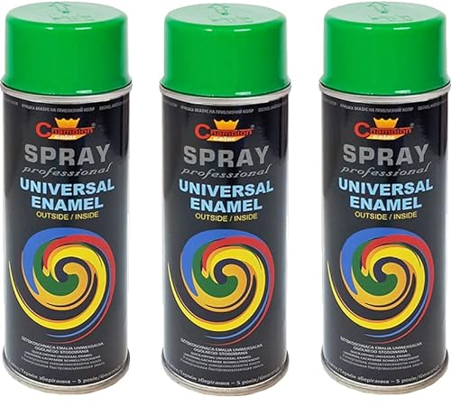 VE-INDUSTRIES Lot de 3 sprays de peinture selon RAL - 400 ml - Vernis coloré pour bois, métal (6002 vert feuillage)