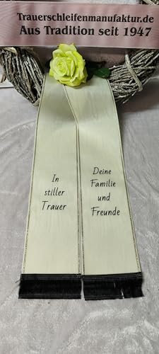 Trauerschleife Grabschleife 10 cm breit Bedruckt Low Budget (Natur)